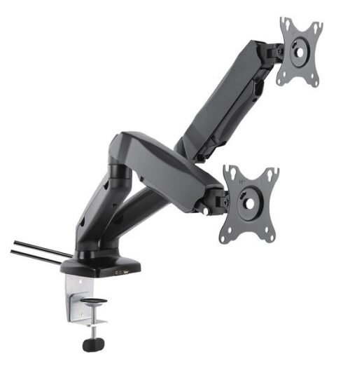 Support de bureau Full Motion 2 écrans PC 13"-27" USB + AUDIO – Image 2