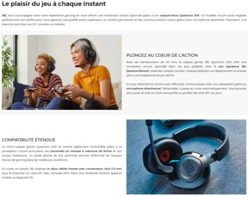 JBL Quantum 200 Noir - fialire Noir – Image 7