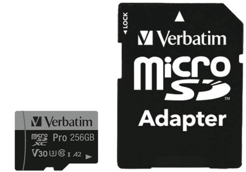 Carte mémoire VERBATIM microSDXC 256Go + Adaptateur