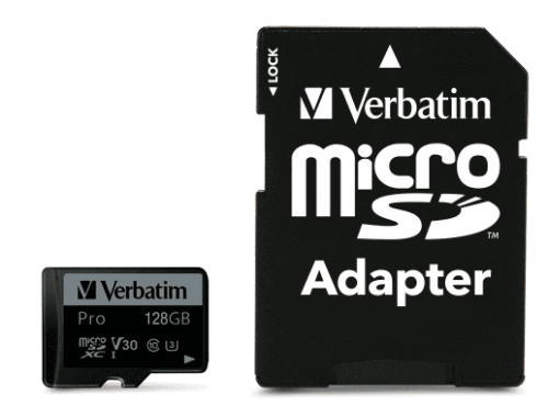 Carte mémoire VERBATIM microSDXC 128Go + Adaptateur