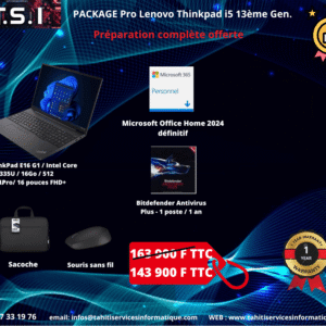 Package Lenovo ThinkPad E16 - 16 pouces / i5 1335U / 16Go Ram / 512 Go SSD / W11 Pro