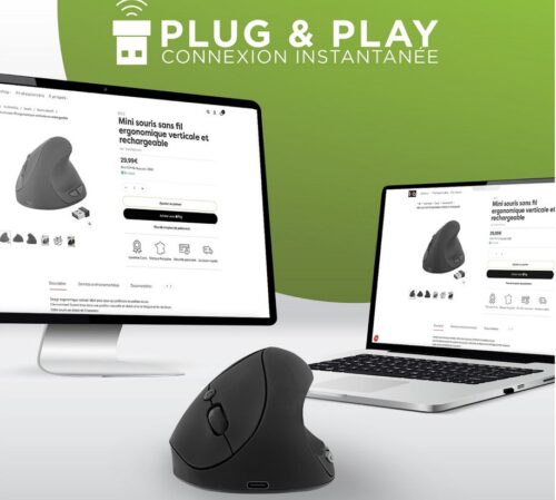 Mini souris sans fil ergonomique verticale et rechargeable – Image 5