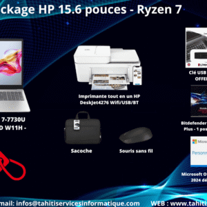 Package bureautique avancée HP 15-fc0074nk Ryzen 7-7730U / 16GB Ram /512 SSD / 15.6 FHD / W11H