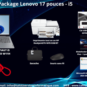 Package bureautique LENOVO ideapad 3 17IAU7 / i5 1235U / 16Go Ram / 512Go SSD / 17.3" FullHD / W11H