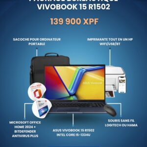 Package complet rentrée 2026 n°1 - Portable ASUS i5 / Imprimante HP Smart Tank 581 / Office 2024 définitif / antivirus