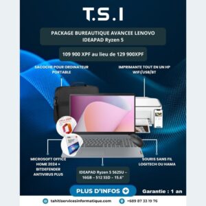 Package bureautique / bureautique avancée Lenovo Ideapad Slim 3 - Ryzen 5 - 16Go RAM - 512 SSD NVMe - 15.6" FHD