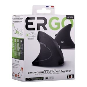T'nB - Souris sans Fil Ergonomique pour gaucher Format Vertical - Noir