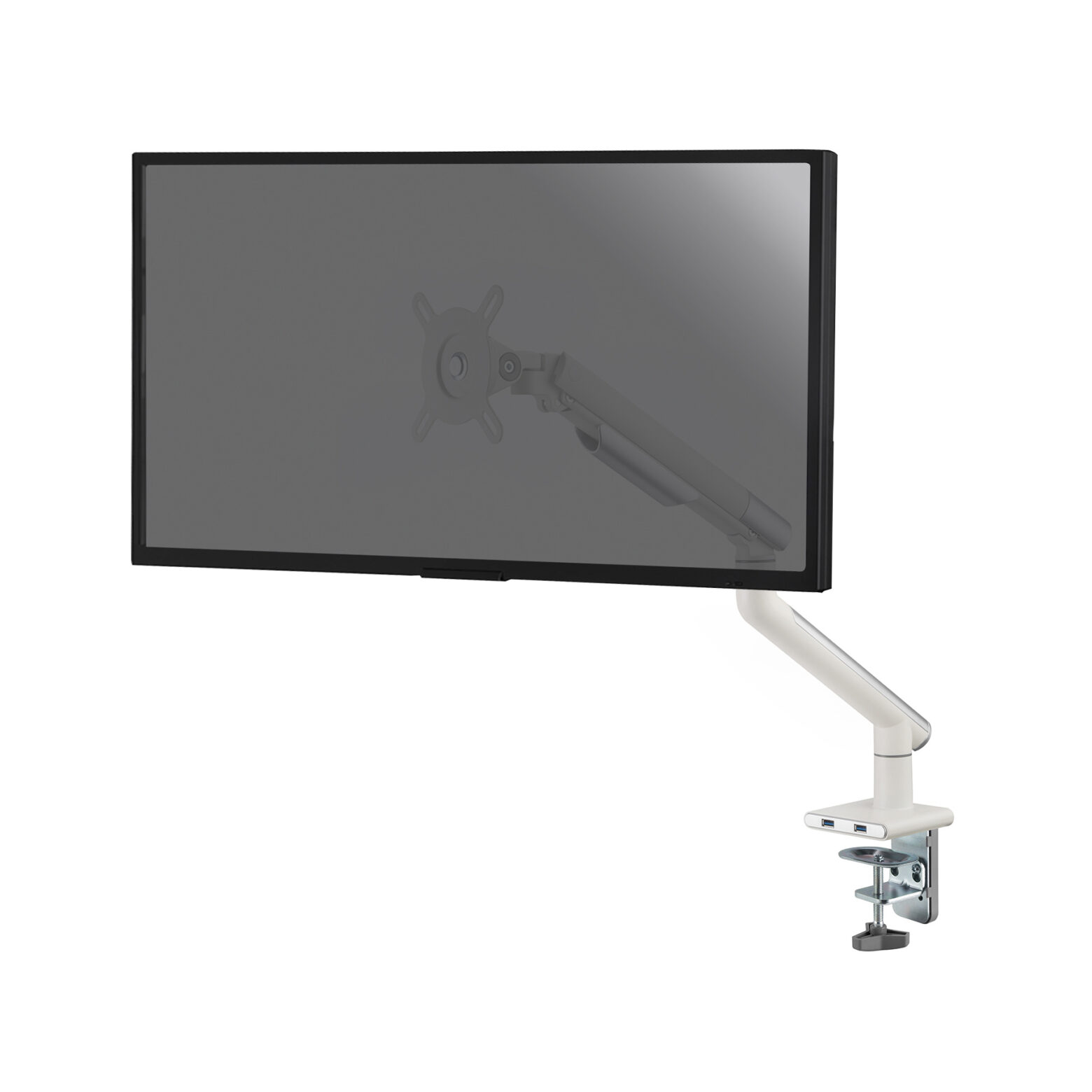 Support de bureau Full Motion pour écran PC 17"-32" avec USB, Blanc