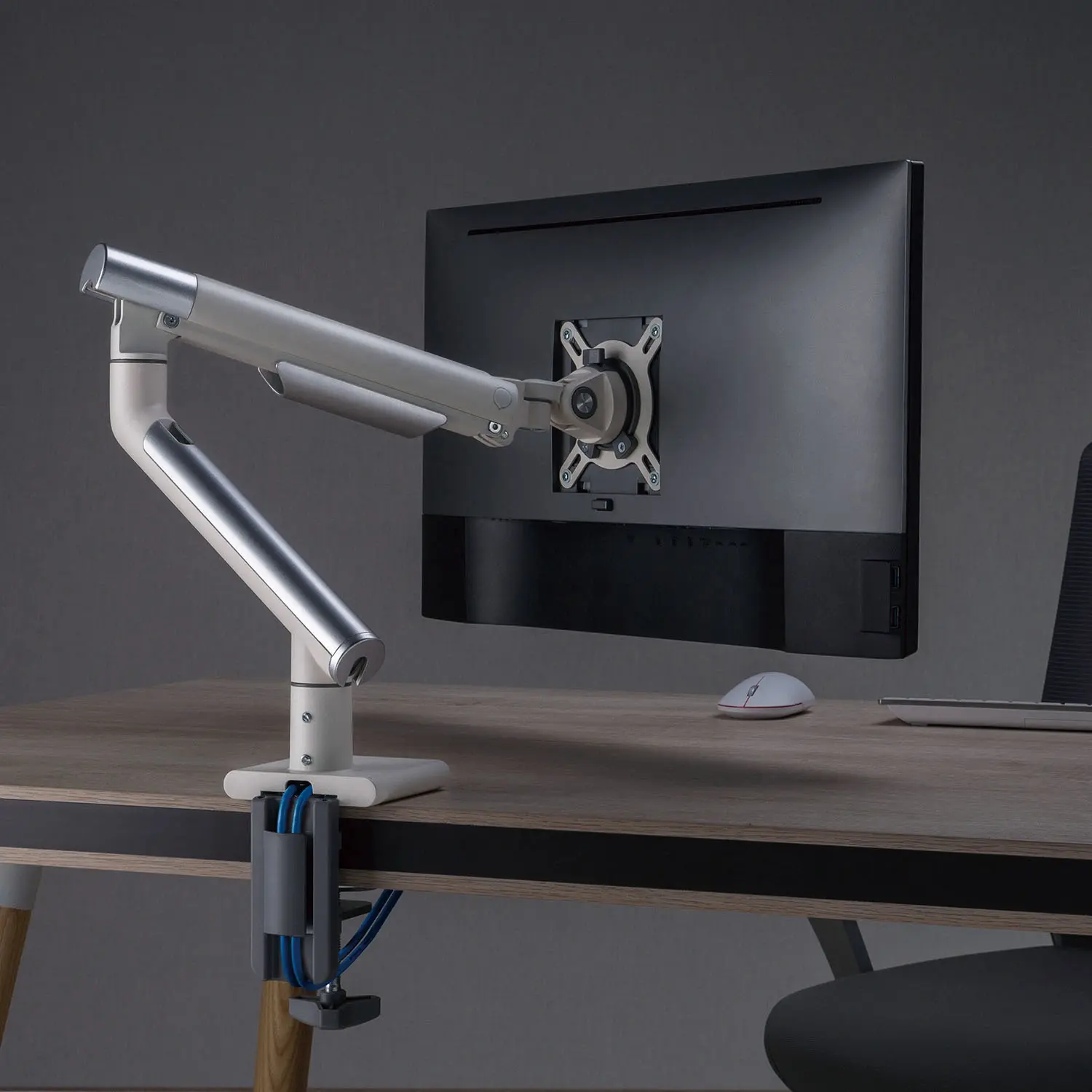 Support de bureau Full Motion pour écran PC 17"-32" avec USB, Blanc – Image 4