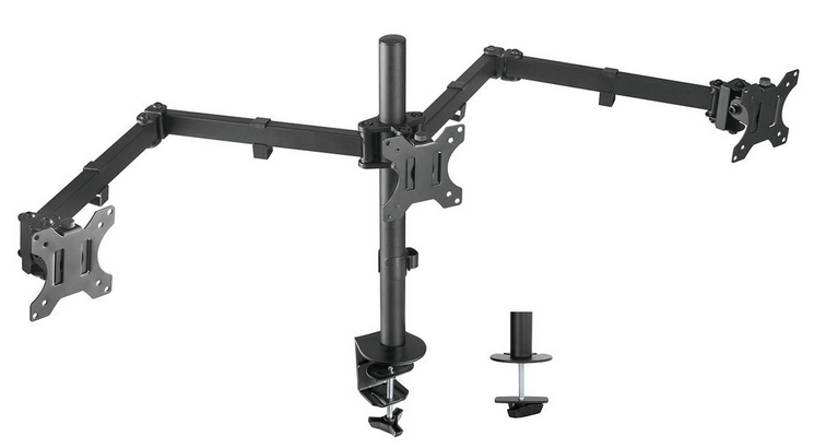 KIMEX Support de Bureau A Pincer pour 3 Ecrans Moniteurs TV 13' '- 27'' – Image 2
