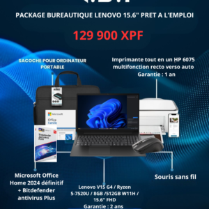 Package bureautique Lenovo Ryzen 5 7520U / 8Go Ram / 512 SSD / W11H / 15.6" FHD