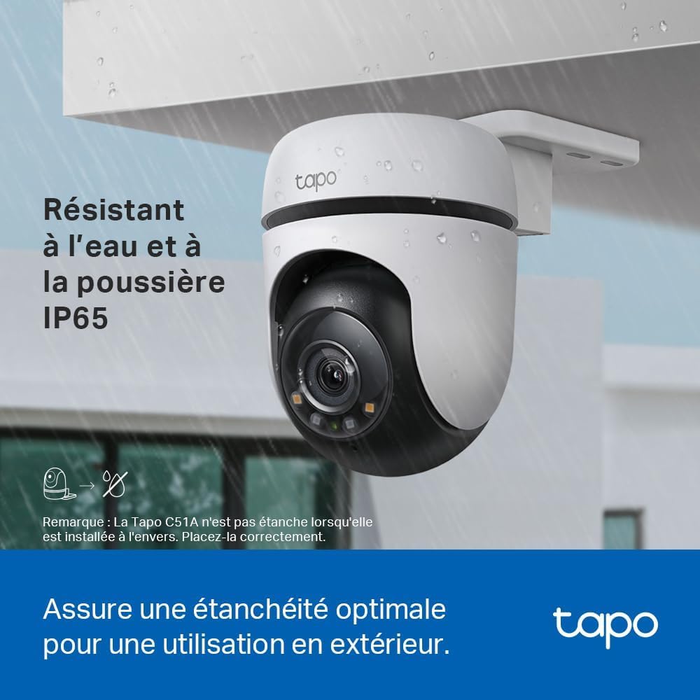 Tapo 2K Camera Exterieur WiFi 360° Vision Nocturne Couleur,C510W – Image 8