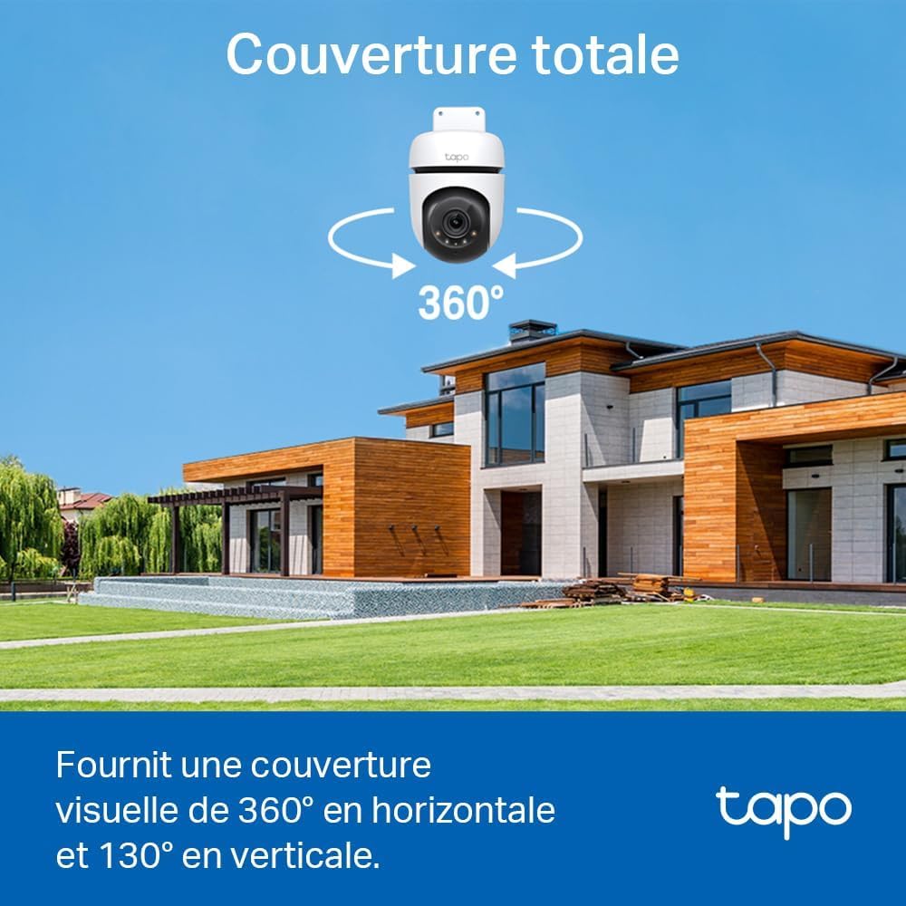 Tapo 2K Camera Exterieur WiFi 360° Vision Nocturne Couleur,C510W – Image 10