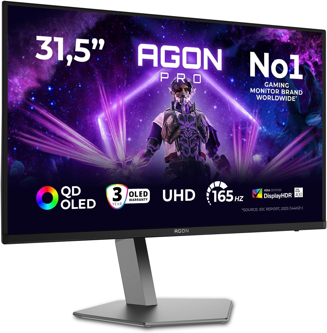 AOC Gaming Moniteur AG326UD 32 Pouce 165Hz QD-OLED Dalle, 0.03ms GtG, HDR400 TrueBlack, G-Sync Compatible, Ajustable en Hauteur, Haut-parleurs, USB Hub – Image 4