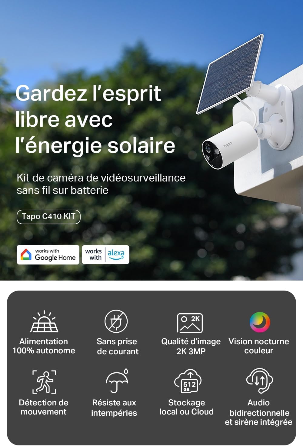 Caméra de Surveillance Solaire 2K QHD Imperméable IP65 - Tapo C410 KIT WIFI – Image 8